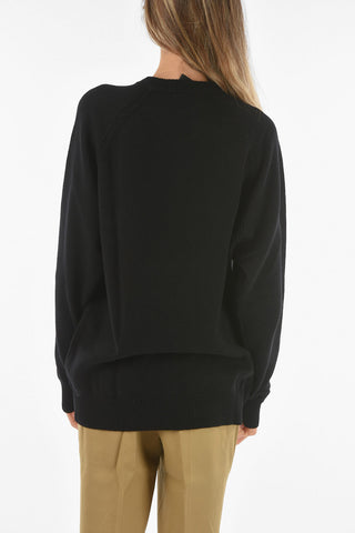 Crew Neck Decorative Chain Cashmere Sweater