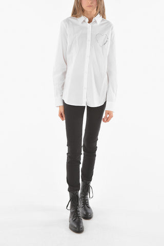 LOVE Rhinestone Logoed Cotton Blend Shirt
