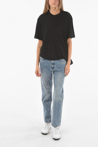 Cut-Out Detail Viscose Blend Asymmetric T-Shirt