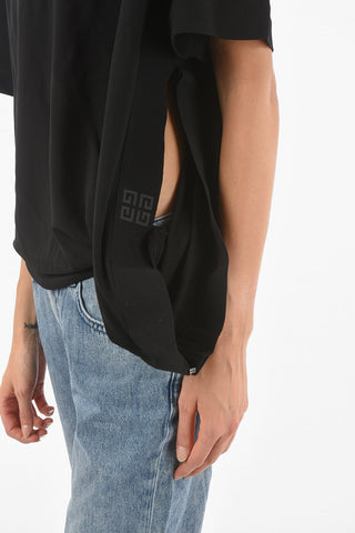 Cut-Out Detail Viscose Blend Asymmetric T-Shirt
