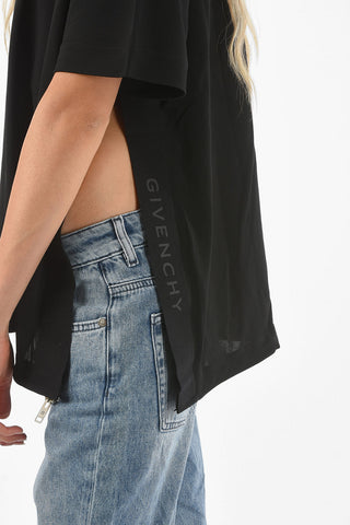 Cut-Out Detail Viscose Blend Asymmetric T-Shirt