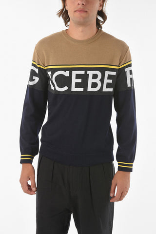 Virgin Wool Crew-neck Sweater with Maxi Logo on the Front