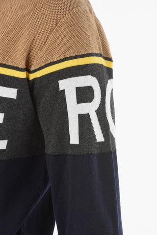 Virgin Wool Crew-neck Sweater with Maxi Logo on the Front