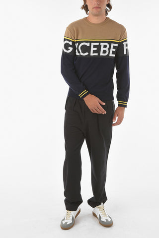 Virgin Wool Crew-neck Sweater with Maxi Logo on the Front