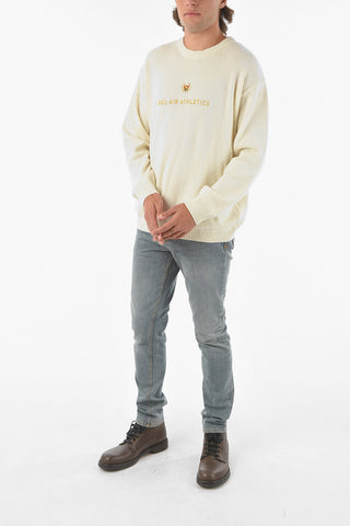 Crew Neck Embroidered Logo ACADEMY Wool Blend Sweater