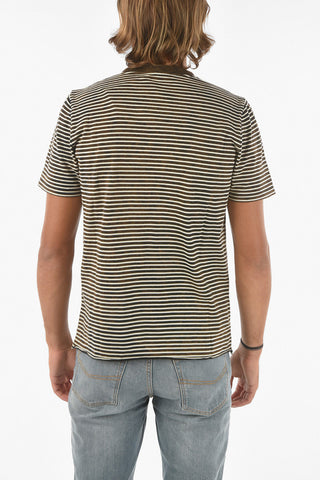 Crew Neck Tie Dye Effect Striped T-Shirt