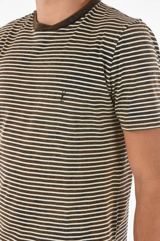 Crew Neck Tie Dye Effect Striped T-Shirt