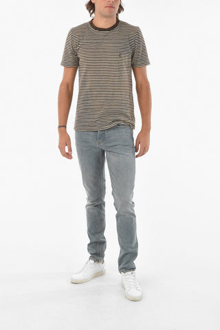 Crew Neck Tie Dye Effect Striped T-Shirt