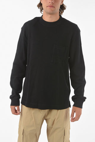 Breast Pocket KOFA Sweater with Double Side Slit Hem