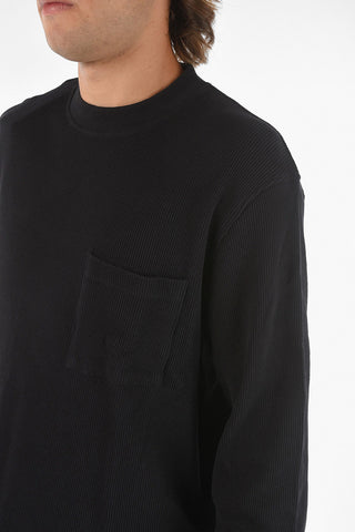Breast Pocket KOFA Sweater with Double Side Slit Hem