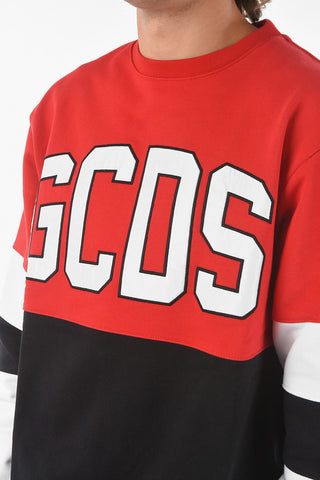 Crewneck Sweatshirt with Embossed Maxi Lettering Logo
