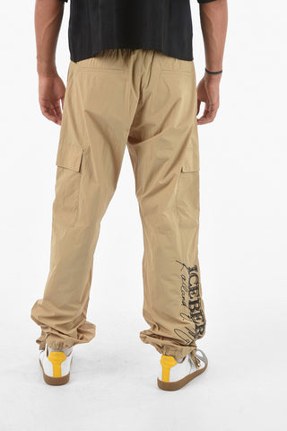 Pantaloni Cargo in Nylon con Elastico in Vita