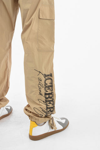 Pantaloni Cargo in Nylon con Elastico in Vita