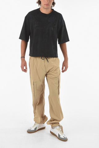 Pantaloni Cargo in Nylon con Elastico in Vita