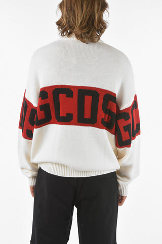 Wool Blend Sweater with Logoed Band
