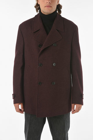 Quilted Virgin Wool Silk Double-breasted Coat