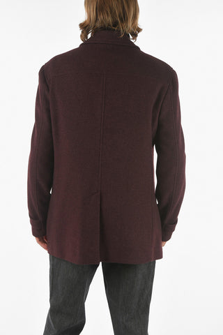 Quilted Virgin Wool Silk Double-breasted Coat