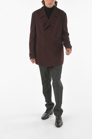 Quilted Virgin Wool Silk Double-breasted Coat