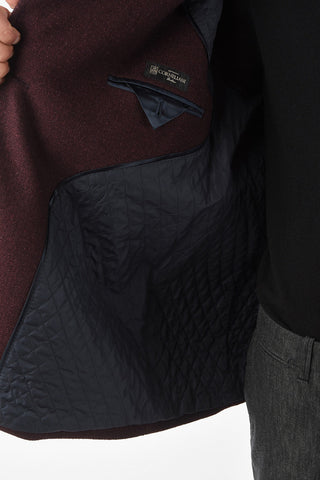 Quilted Virgin Wool Silk Double-breasted Coat