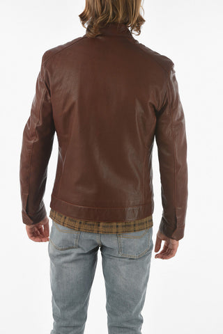 ID zip closure leather jacket