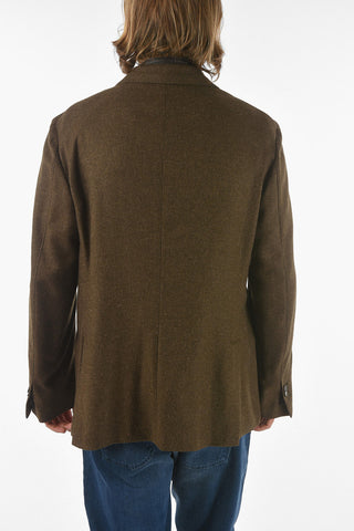 ID Wool Unlined Blazer with Removable Leather Chest Piece