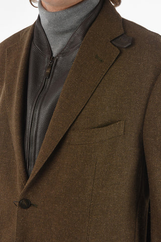 ID Wool Unlined Blazer with Removable Leather Chest Piece