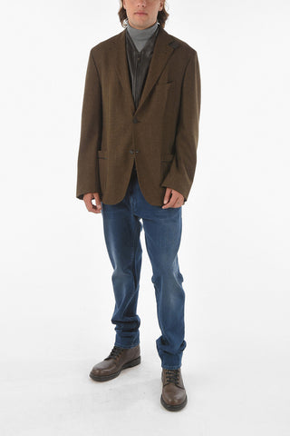ID Wool Unlined Blazer with Removable Leather Chest Piece