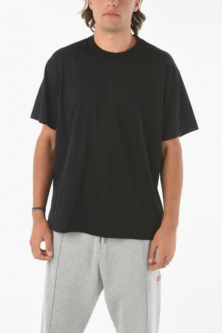 Crewneck T-shirt with Embossed Lettering Print