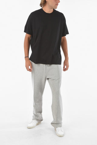 Crewneck T-shirt with Embossed Lettering Print