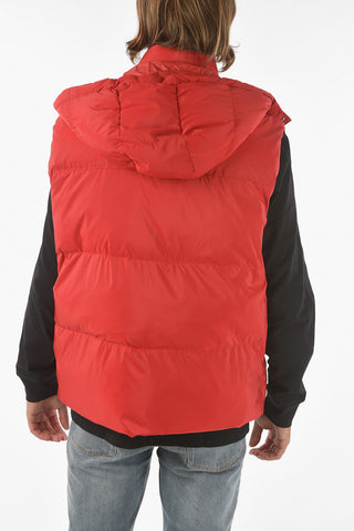 Giubbotto Puffer Senza Manica con Cappuccio Removibile