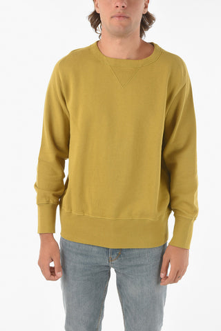 Solid Color Cotton Crew-Neck Sweatshirt