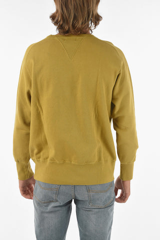 Solid Color Cotton Crew-Neck Sweatshirt