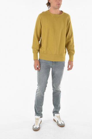 Solid Color Cotton Crew-Neck Sweatshirt