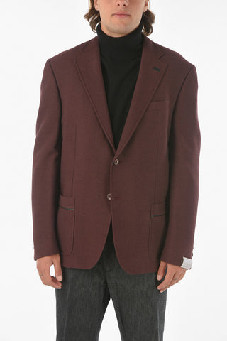 Hopsack-Blazer ACADEMY SOFT mit Lederdetails