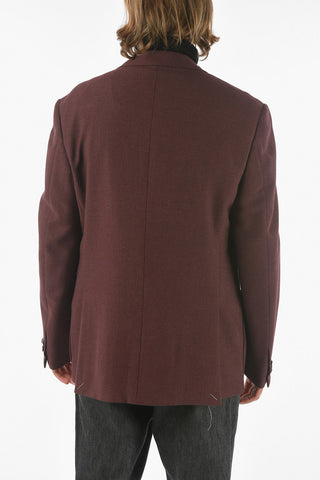 Hopsack-Blazer ACADEMY SOFT mit Lederdetails