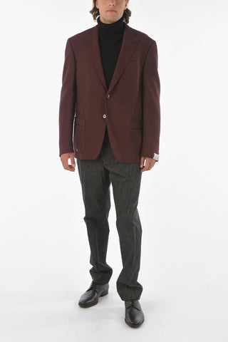 Hopsack-Blazer ACADEMY SOFT mit Lederdetails