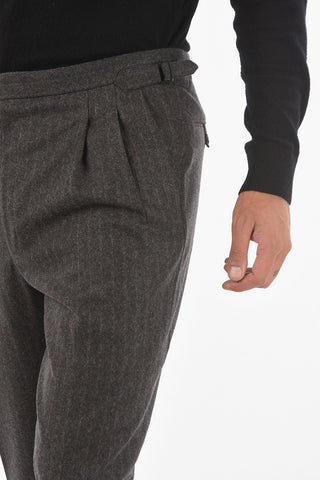 CC COLLECTION Virgin Wool Blend Double-pleated Pants