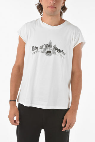 Stretchy Cotton T-shirt with CITY OF LOS ANGELES Print