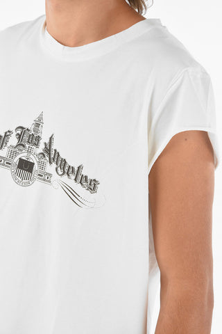Stretchy Cotton T-shirt with CITY OF LOS ANGELES Print