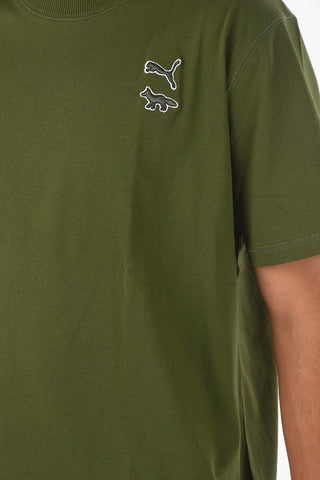 X PUMA Crewneck T-shirt with Embroidered Logo Detail