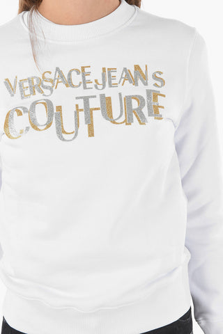 COUTURE Felpa Girocollo in Cotone con Logo Glitterato