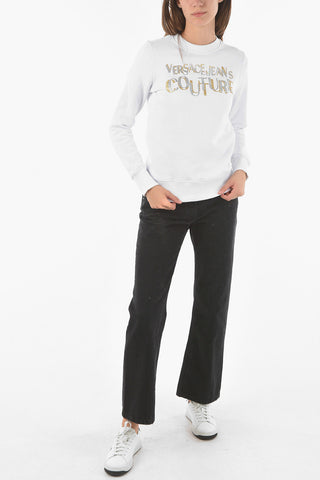 COUTURE Felpa Girocollo in Cotone con Logo Glitterato