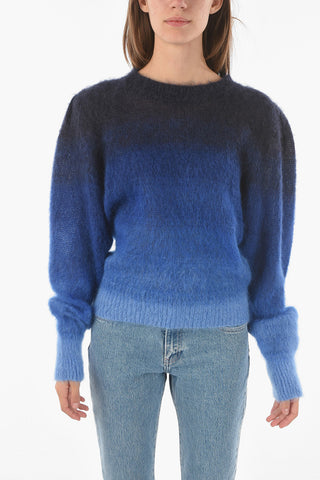 ETOILE Fuzzy Wool Blend DENIZA Crewneck Sweater with Padded Shoulders