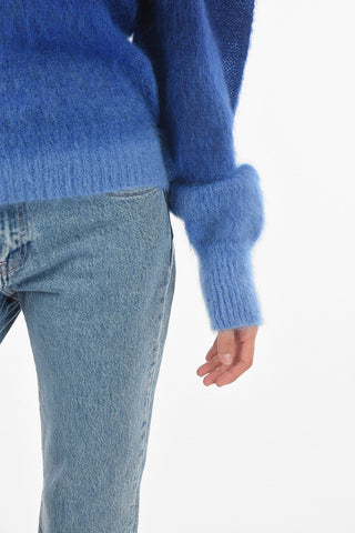 ETOILE Fuzzy Wool Blend DENIZA Crewneck Sweater with Padded Shoulders