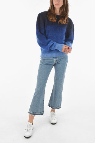 ETOILE Fuzzy Wool Blend DENIZA Crewneck Sweater with Padded Shoulders