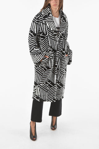 Ecofurred MONOGRAM Coat with Geometric Pattern