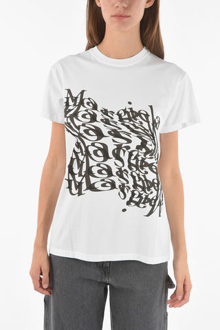 MM0 Contrasting Logo-Printed Crew-Neck T-shirt