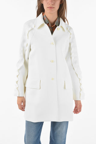 Pointed Collar Caban embellished with Ruffles