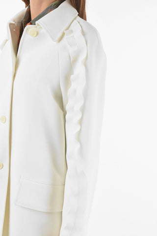 Pointed Collar Caban embellished with Ruffles