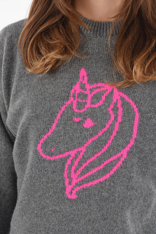 Crew Neck UNICORN Wool and Cashmere Sweater